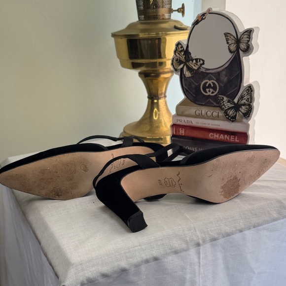 Vintage Nina Classic Black Velvet and Satin Heels - Picture 6 of 10